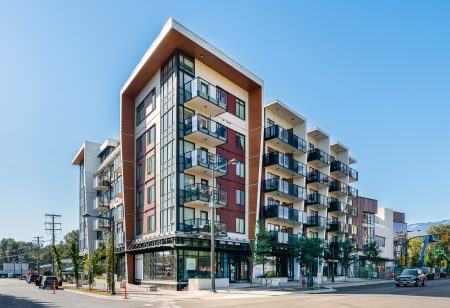 A modern Vancouver apartment building in the daytime