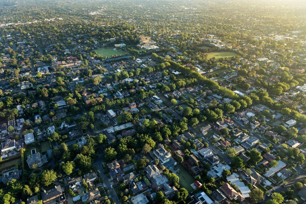 An overhead view of a suburban community in southern Ontario