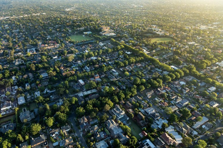 An overhead view of a suburban community in southern Ontario
