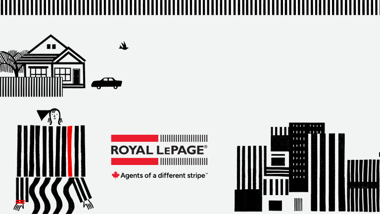 A black and white graphic of a house with the Royal LePage logo