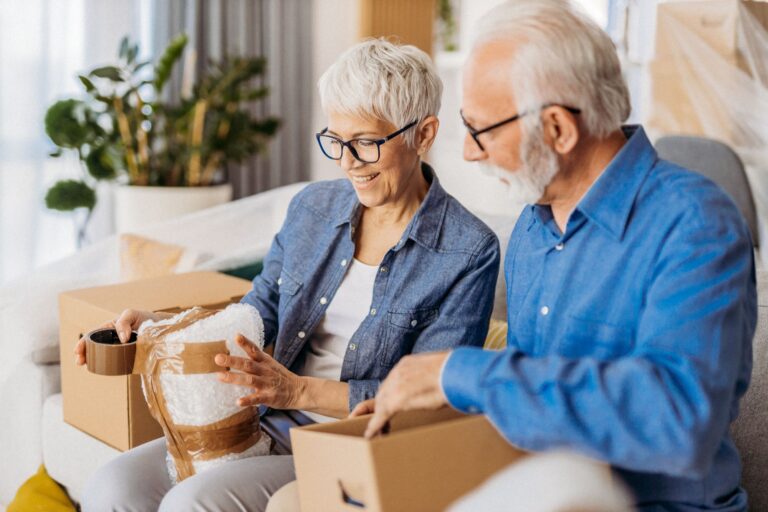 Senior couple moving to a new home