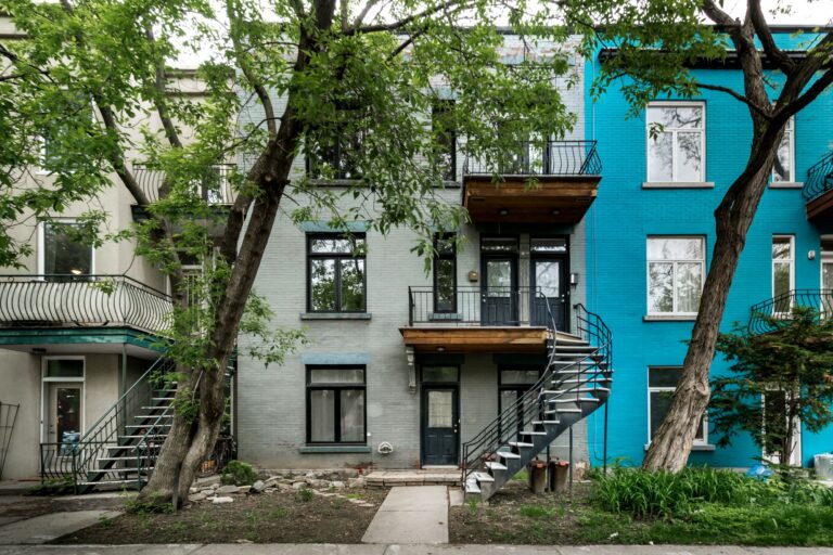 An empty old style three-storey apartment for rent in Montreal, Quebec